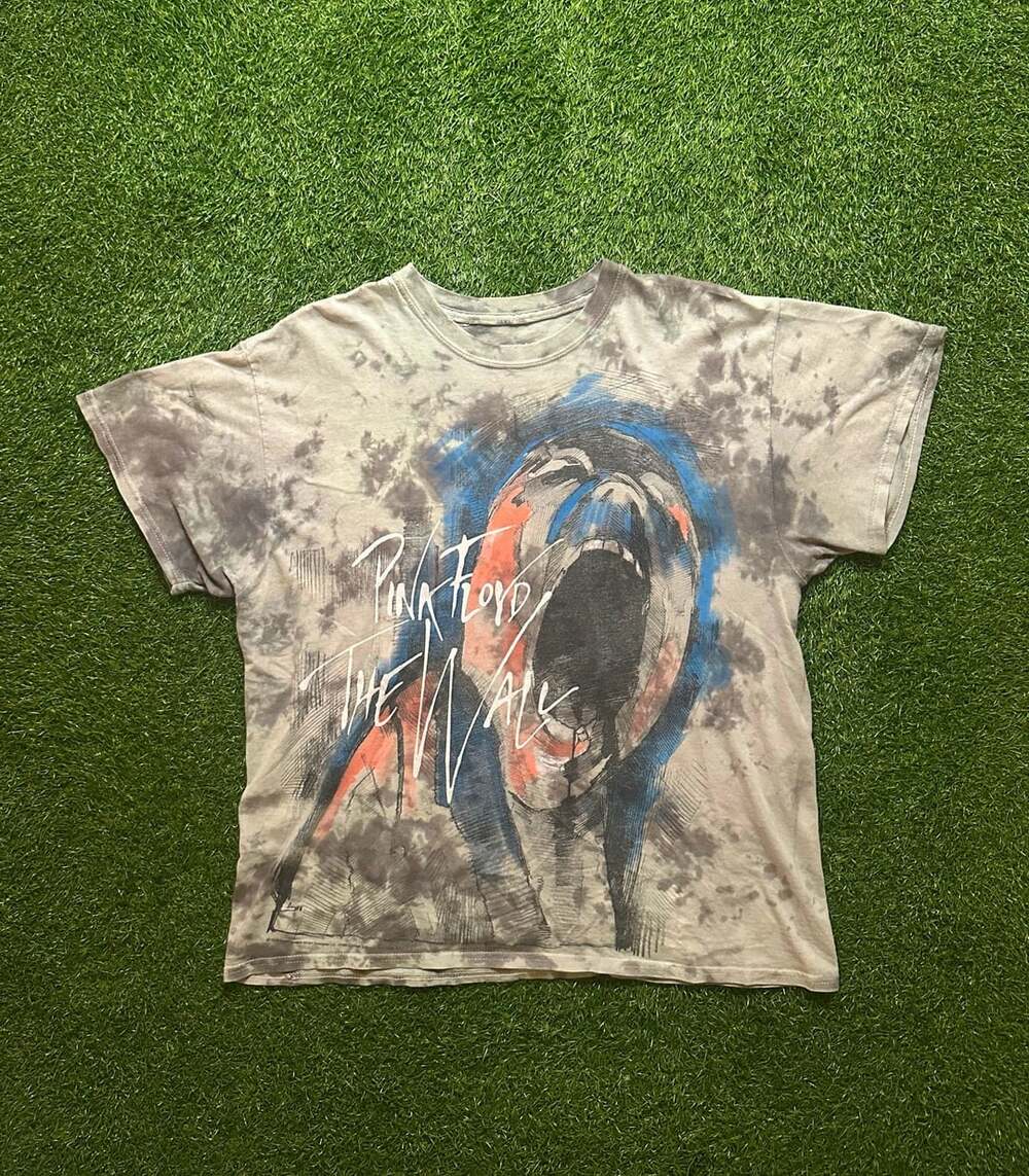 Liquid Blue Pink Floyd The Wall Tie Dye T-Shirt Gray